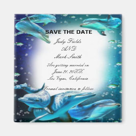 Beach Theme Dolphin Wedding Save the Date Magnet