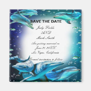 Beach Theme Dolphin Wedding Save the Date Magnet
