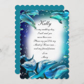 Beach Theme Dolphin Wedding Trauzeugin Einladung (Vorne/Hinten)