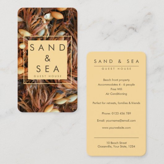 Beach Theme Guest House Business Card Visitenkarte (Vorne/Hinten)
