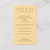 Beach Theme Guest House Business Card Visitenkarte (Rückseite)