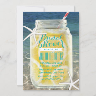 Beach Theme Mason Jar & Starfish Brautparty Einladung