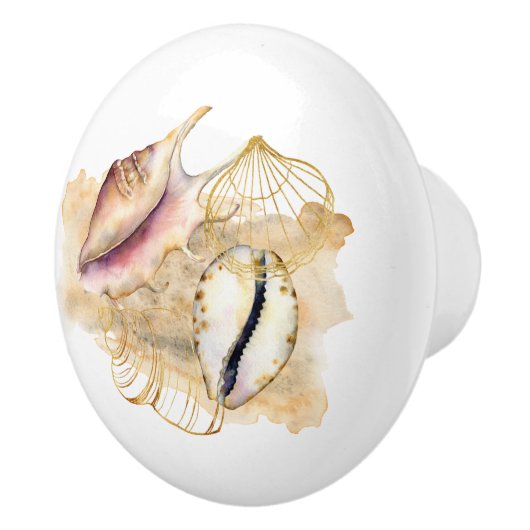 Beach Theme Muscheln Wasserfarben Keramik Knoblauc Keramikknauf (Rechts)