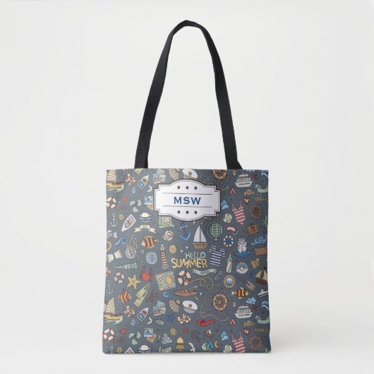 Beach Theme, Nautical Pattern Tote Bag Tasche (Vorderseite)