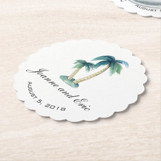 BEACH THEME PALM TREE Hochzeitstuben Untersetzer (angewinkelt)
