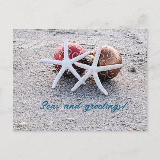 Beach Theme Post Card mit Starfish und Ornamenten Postkarte (Vorderseite)