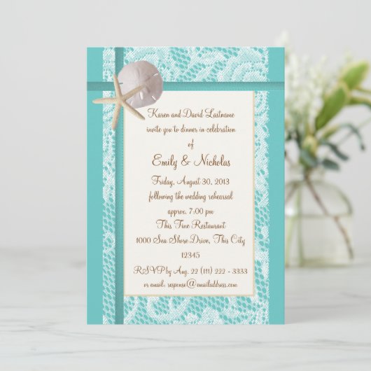 Beach Theme Probe Dinner Einladung (Stehend Vorderseite)