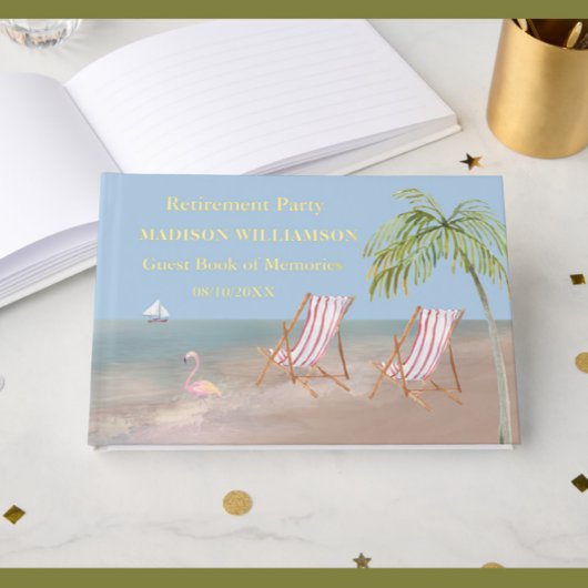 Beach Theme Retirement Party Real Gold Fossil Gästebuch