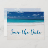 Beach Theme Save the Date Ankündigungspostkarte (Vorne/Hinten)