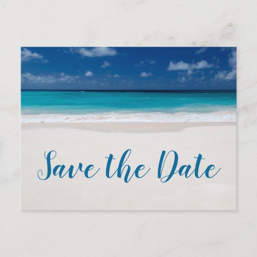 Beach Theme Save the Date Ankündigungspostkarte (Vorderseite)