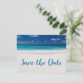Beach Theme Save the Date Ankündigungspostkarte (Stehend Vorderseite)