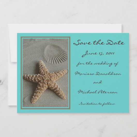 Beach Theme Save the Date Einladungskarte (Vorderseite)