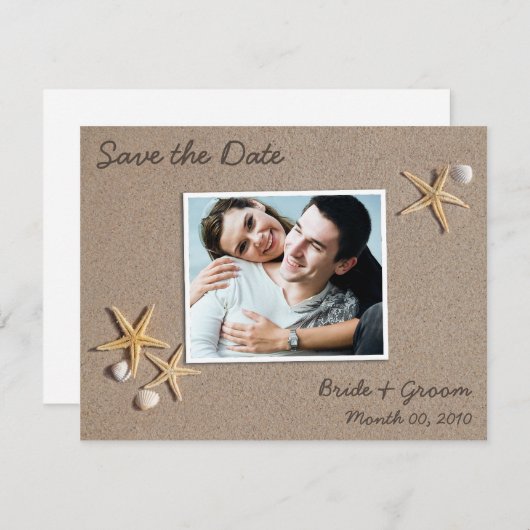 Beach Theme Save the Date Foto Cards (Vorne/Hinten)