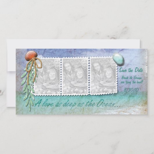Beach Theme Save the Date Foto Cards (Vorderseite)