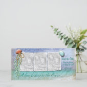 Beach Theme Save the Date Foto Cards (Stehend Vorderseite)