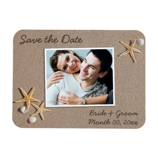 Beach Theme Save the Date Foto Magnete (Horizontal)
