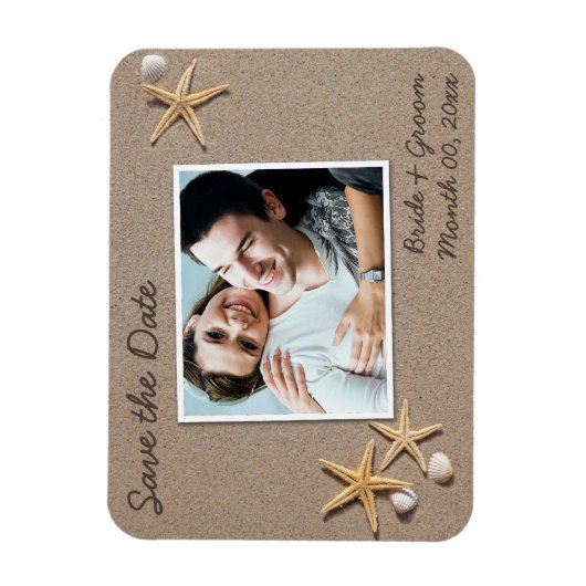 Beach Theme Save the Date Foto Magnete (Vertikal)