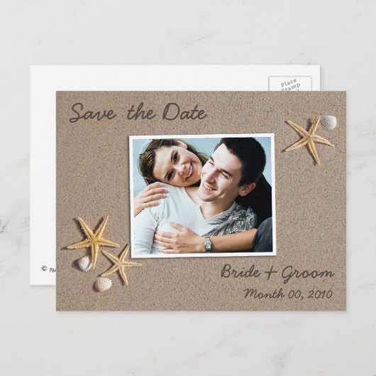 Beach Theme Save the Date Foto Postkarten (Vorne/Hinten)