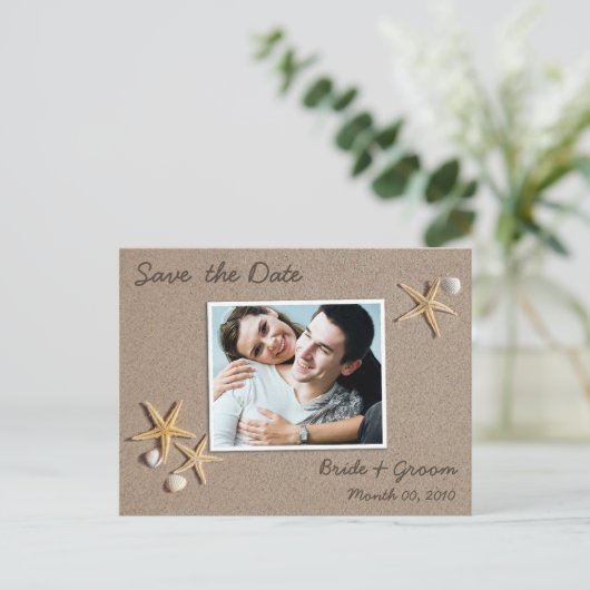 Beach Theme Save the Date Foto Postkarten (Stehend Vorderseite)