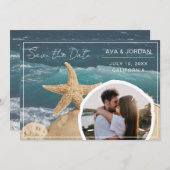 Beach Theme Save the Date Foto Wedding Einladung (Vorne/Hinten)