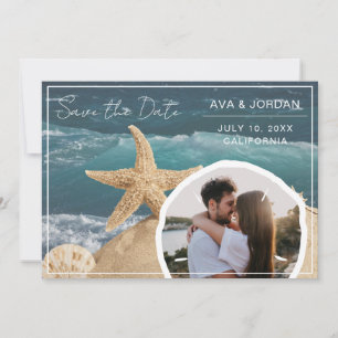 Beach Theme Save the Date Foto Wedding Einladung