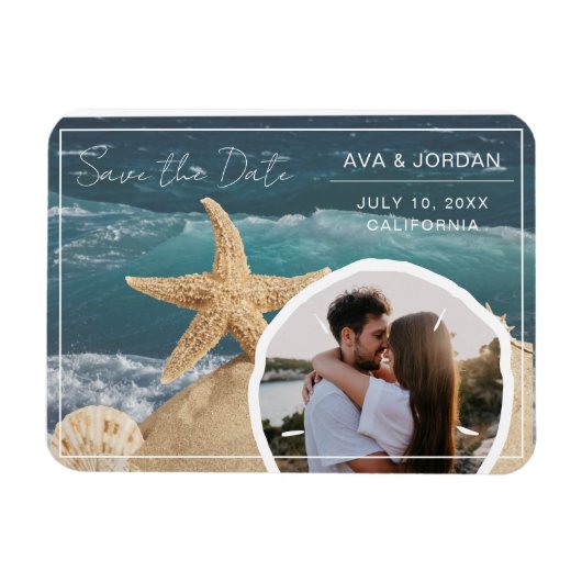Beach Theme Save the Date Foto Wedding Magnet (Horizontal)