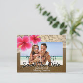 Beach Theme Save the Date Post Card Ankündigungspostkarte (Stehend Vorderseite)