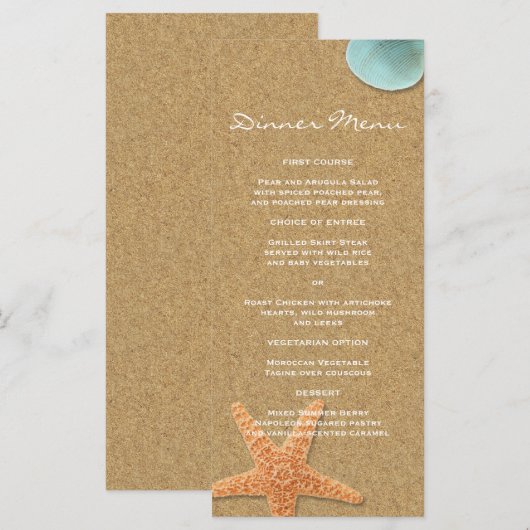 Beach Theme Slim Dinner Menü Menükarte (Vorne/Hinten)