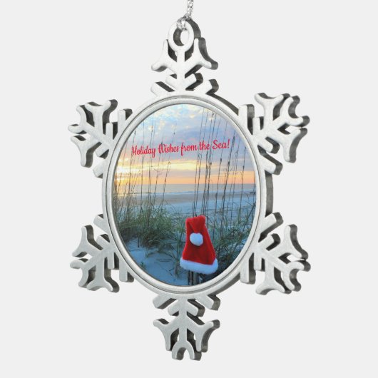 Beach Theme Snowflake Gerahmte Ornament (Rechts)