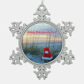 Beach Theme Snowflake Gerahmte Ornament (Vorderseite)