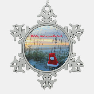Beach Theme Snowflake Gerahmte Ornament