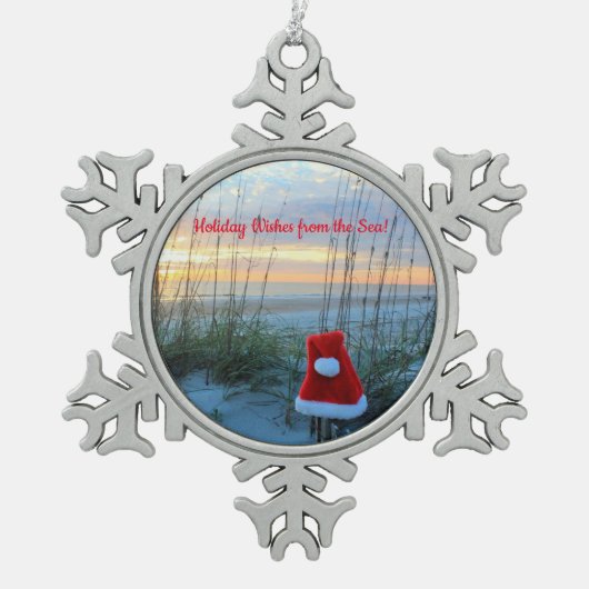 Beach Theme Snowflake Gerahmte Ornament (Vorderseite)