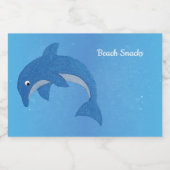 Beach Theme Sparkle Blue Dolphin Jumping Position Lebensmitteletikett (Einzelnes Label)