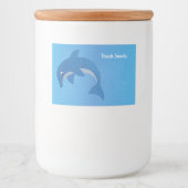 Beach Theme Sparkle Blue Dolphin Jumping Position Lebensmitteletikett (Vorderseite)