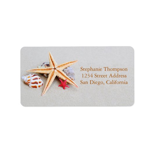 Beach Theme Starfish and Seashell Address Label Adressaufkleber (Vorne)