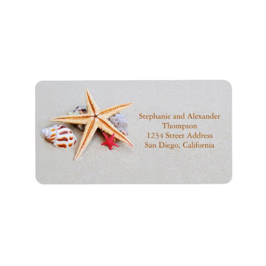 Beach Theme Starfish and Seashell Address Label Adressaufkleber (Vorne)