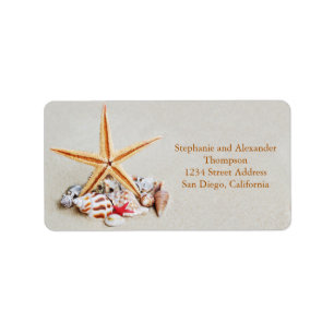 Beach Theme Starfish and Seashell Address Label Adressaufkleber
