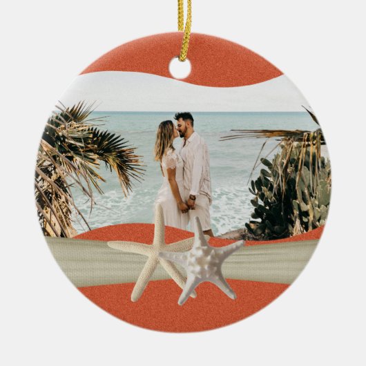 Beach Theme Starfish Foto Keramikornament (Vorne)
