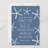 Beach Theme Starfish Rahmen Navy Blue Wedding Einladung (Vorderseite)