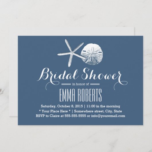 Beach Theme Starfish & Sand Dollar Brautparty Einladung (Vorne/Hinten)