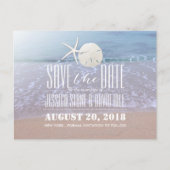 Beach Theme Starfish & Sand Dollar Save the Date Ankündigungspostkarte (Vorderseite)