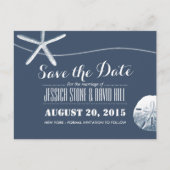 Beach Theme Starfish & Sand Dollar Save the Date Ankündigungspostkarte (Vorderseite)