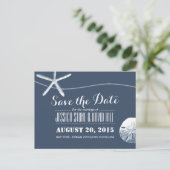 Beach Theme Starfish & Sand Dollar Save the Date Ankündigungspostkarte (Stehend Vorderseite)