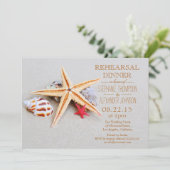Beach Theme Starfish Seashell Probe Dinner Einladung (Stehend Vorderseite)