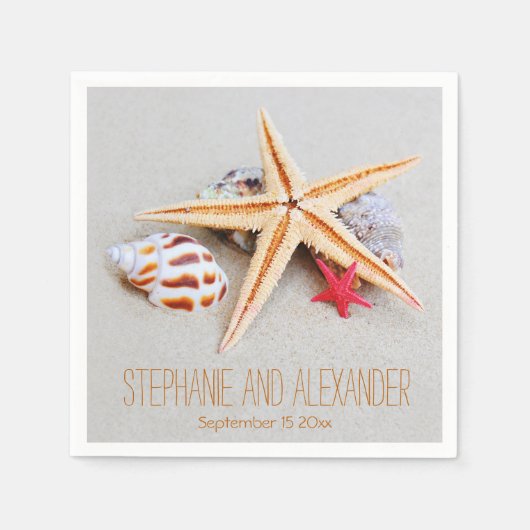 Beach Theme Starfish und Seashell Paper Napkins Serviette (Vorderseite)