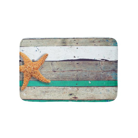 Beach Theme Starfish Wedding rustikal Badematte (Vorderseite)