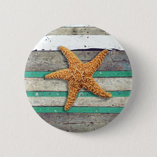 Beach Theme Starfish Wedding rustikal Button (Vorderseite)