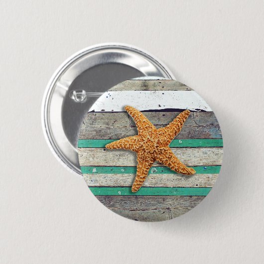 Beach Theme Starfish Wedding rustikal Button (Vorne & Hinten)
