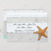 Beach Theme Starfish Wedding rustikal Einladung (Vorne/Hinten)