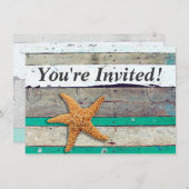 Beach Theme Starfish Wedding rustikal Einladung (Vorne/Hinten)